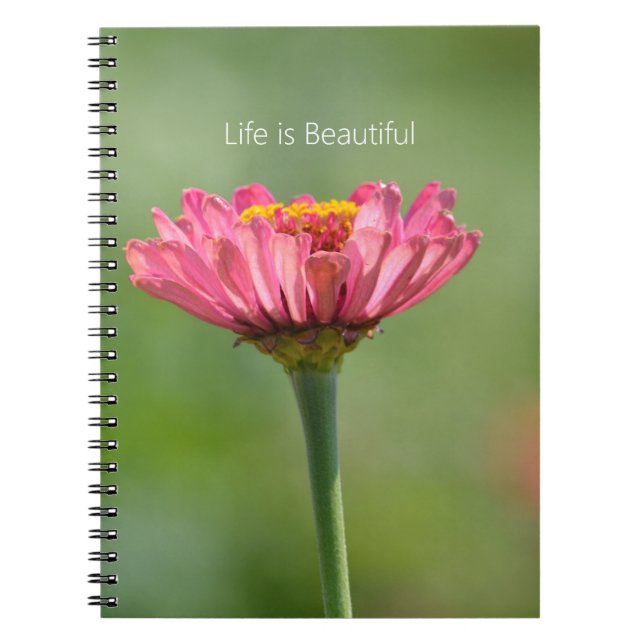 Cuaderno Flor de Zinnia Rosa (mi fotografía) (Frente)