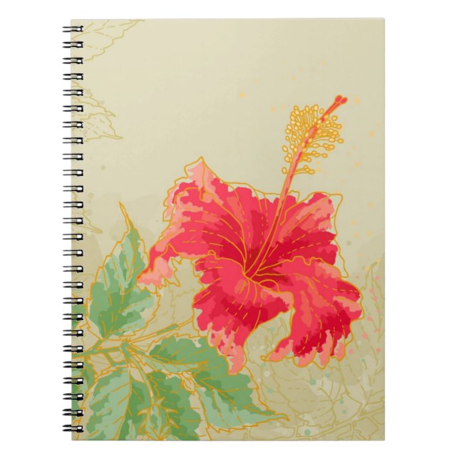 Cuaderno Flor del hibisco en fondo entonado (Frente)