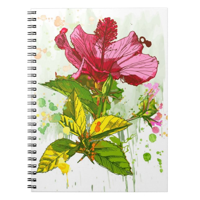 Cuaderno Flor del hibisco - pintura de la acuarela (Frente)