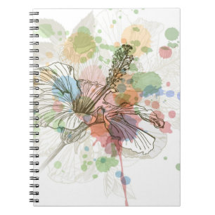 Cuaderno Flor del hibisco y fondo de la acuarela