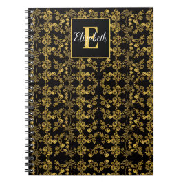Cuaderno Flor dorada Monogrammed Damask
