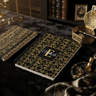 Cuaderno Flor dorada Monogrammed Damask