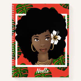 Cuaderno Flor en el pelo, bloc de notas rojo tropical