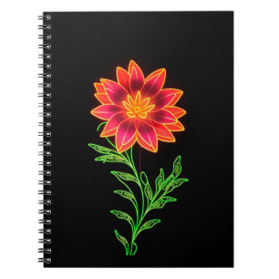 Cuaderno Flor Estilizada de Neón