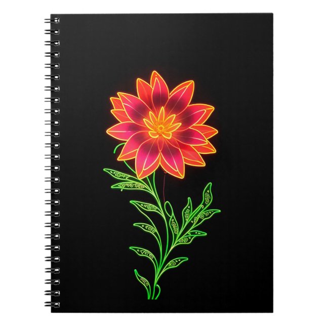 Cuaderno Flor Estilizada de Neón (Frente)
