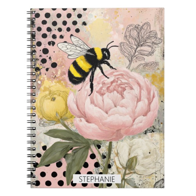 Cuaderno Flor Fantasioso y Abeja – Floral Acogedor (2) (Frente)