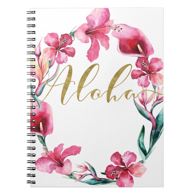 Cuaderno Flor floral de verano de Aloha Hibiscus (Frente)