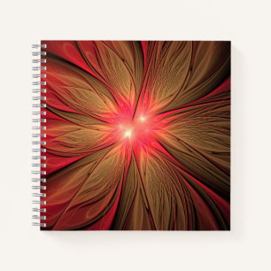 Cuaderno Flor fractal de fanatismo rojo