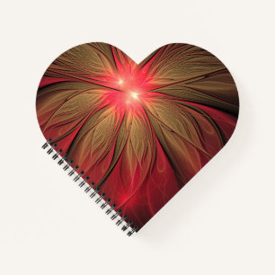 Cuaderno Flor fractal de fanatismo rojo