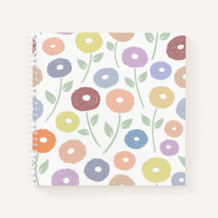 Cuaderno Flor Fuzzy Patrón 2 vías Pasteles sobre Blanco