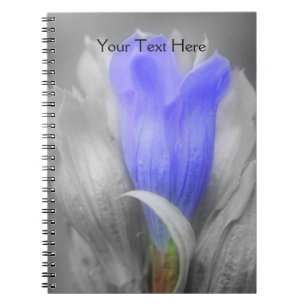 Cuaderno Flor Gentiana En Blanco Y Negro