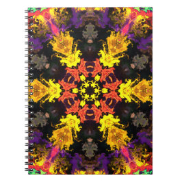 Cuaderno Flor hippie psicodélica amarillo rojo y morado