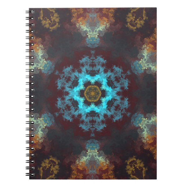 Cuaderno Flor hippie psicodélica azul rojo y amarillo (Frente)
