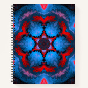 Cuaderno Flor hippie psicodélica azul y roja