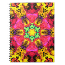 Flor hippie psicodélica rosa amarillo y verde