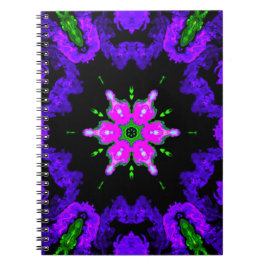 Cuaderno Flor hippie psicodélica rosa morado y verde