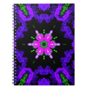 Cuaderno Flor hippie psicodélica rosa morado y verde