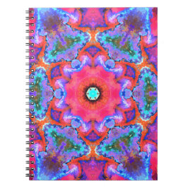 Cuaderno Flor hippie rosa azul y Naranja psicodélica