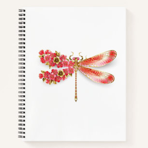 Cuaderno Flor libélula con sakura de joyas