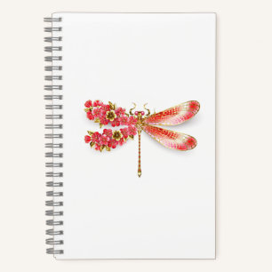 Cuaderno Flor libélula con sakura de joyas