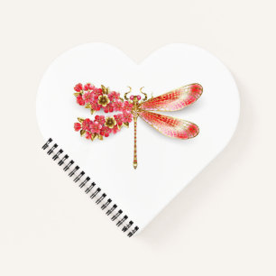 Cuaderno Flor libélula con sakura de joyas