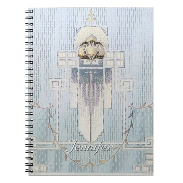 Cuaderno Flor lineal de cartón geométrico Art Nouveau (Frente)