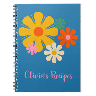 Cuaderno Flor Locus Reto 60's 70s Floral sobre azul