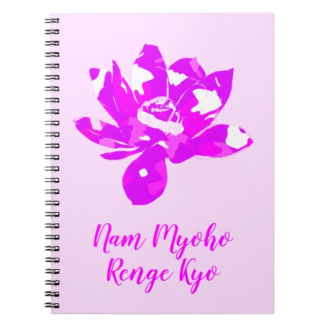Cuaderno Flor Lotus espiritual rosa y blanca (Frente)