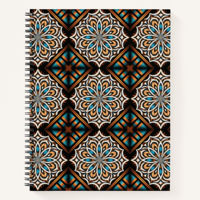 Cuaderno Flor Mandala Tejido Espiral portátil (Anverso)