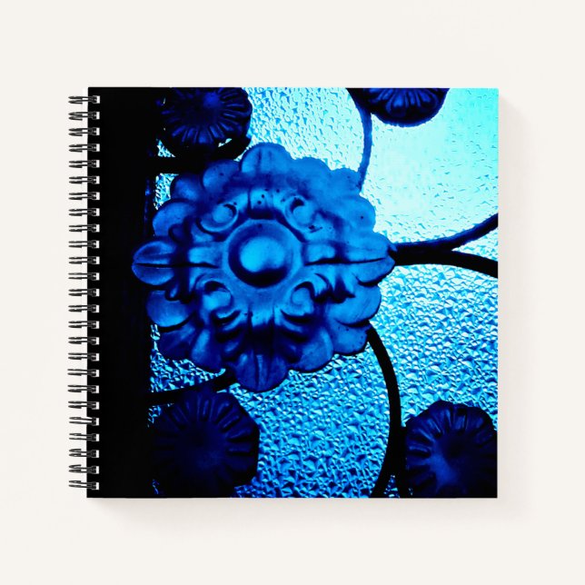 Cuaderno Flor Metalizado azul (Anverso)