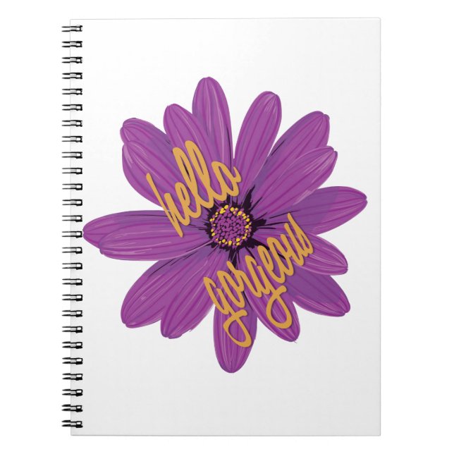 Cuaderno Flor morada con Naranja Hola Gorgeo (Frente)