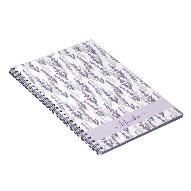 Cuaderno Flor morada de campo de lavanda (Lado Derecho)