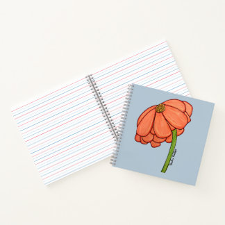 Cuaderno Flor naranja con fondo azul