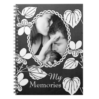 Cuaderno Flor Negra y Blanca Personalizada Elegante