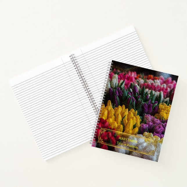 Cuaderno Flor Oro Floral Moderno Elegante