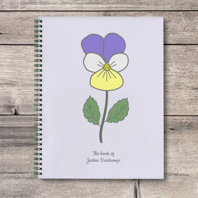Cuaderno Flor Pastel Botánica Pansy Silvestre (Botanical Wild Pansy Notebook)