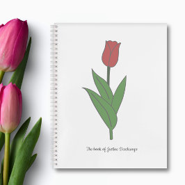 Cuaderno Flor Pastel de Tulipanes Rojos Botánicos
