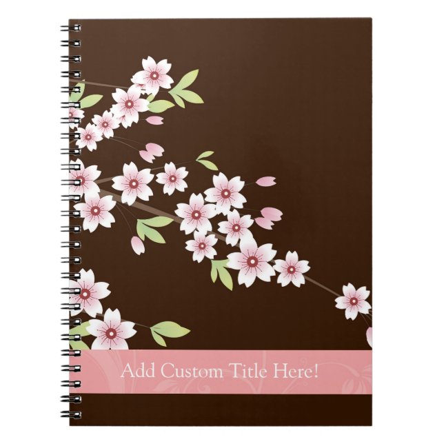 Cuaderno Flor personalizada de dogwood rosa/marrón (Frente)