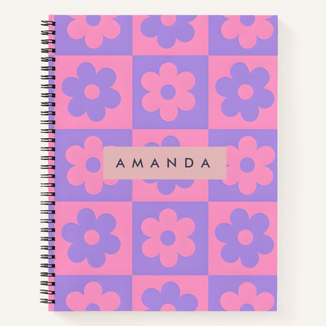 Cuaderno Flor Personalizada Rosa y Morada (Anverso)