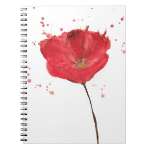 Cuaderno Flor pintada 2 de la amapola de la acuarela