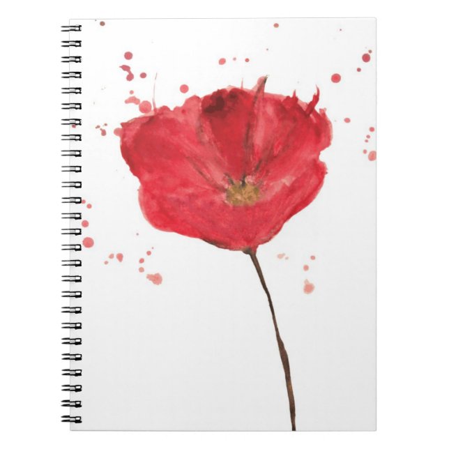 Cuaderno Flor pintada 2 de la amapola de la acuarela (Frente)