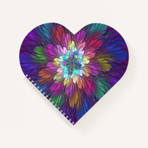 Cuaderno Flor psicodélica colorida Resumen Arte Fractal