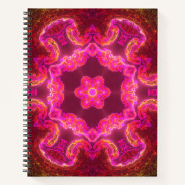 Cuaderno Flor psicodélica Kaleidoscopio rosa rojo y verde