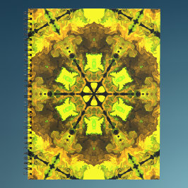Cuaderno Flor psicodélica Kaleidoscopo Amarilla y Verde