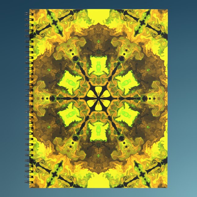 Cuaderno Flor psicodélica Kaleidoscopo Amarilla y Verde (Subido por el creador)