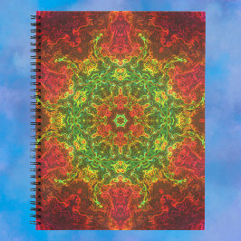 Cuaderno Flor psicodélica Kaleidoscopo Verde y Rojo
