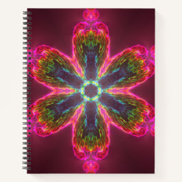 Cuaderno Flor psicodélica Kaleidoscopo verde y rosa