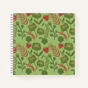 Cuaderno Flor, rama, hoja, patrón inmaculado floral