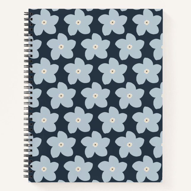 Cuaderno Flor Retro Azul Claro y Azul Marino (Anverso)