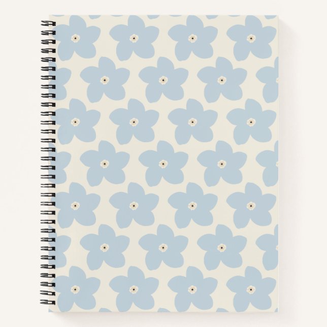 Cuaderno Flor Retro Azul Claro y Crema (Anverso)